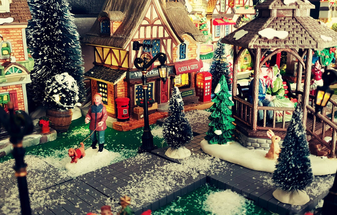 Christmas Holiday Desktop Village Wallpaper