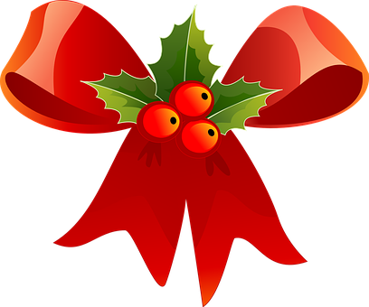 Christmas Holly Bow Graphic PNG