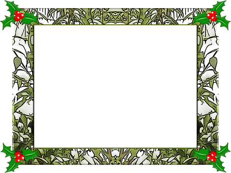 Christmas Holly Frame Design PNG