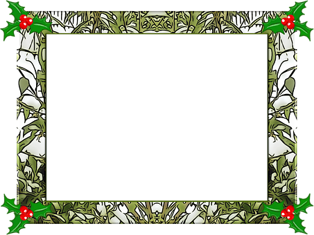 Christmas Holly Frame Template PNG