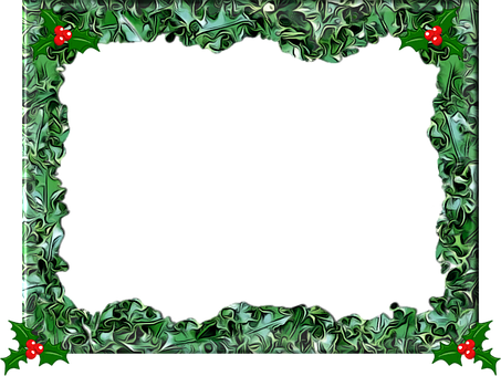 Christmas Holly Frame Template PNG