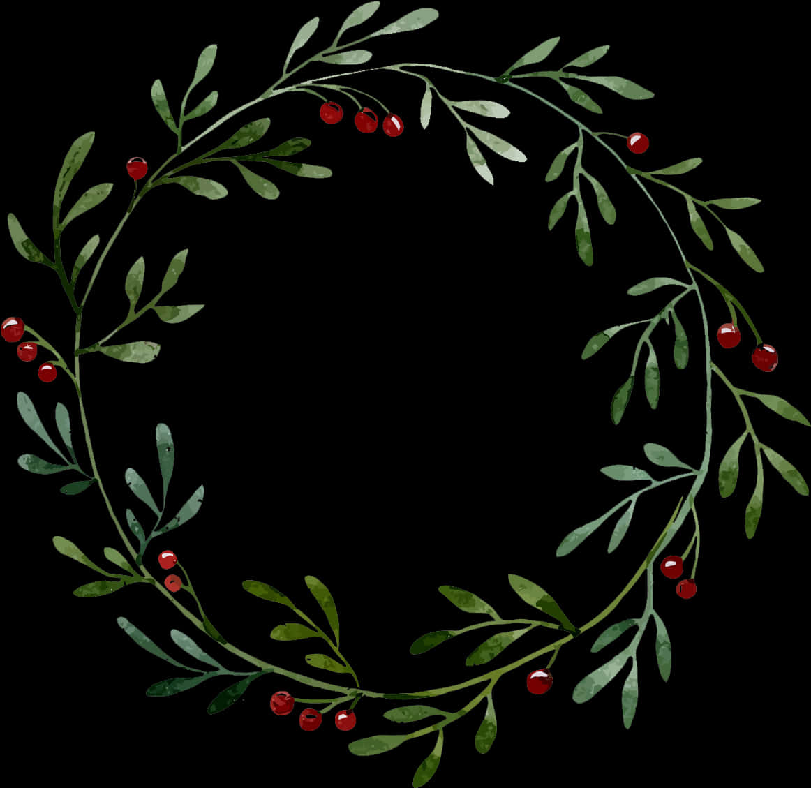 Christmas Holly Wreath Illustration PNG