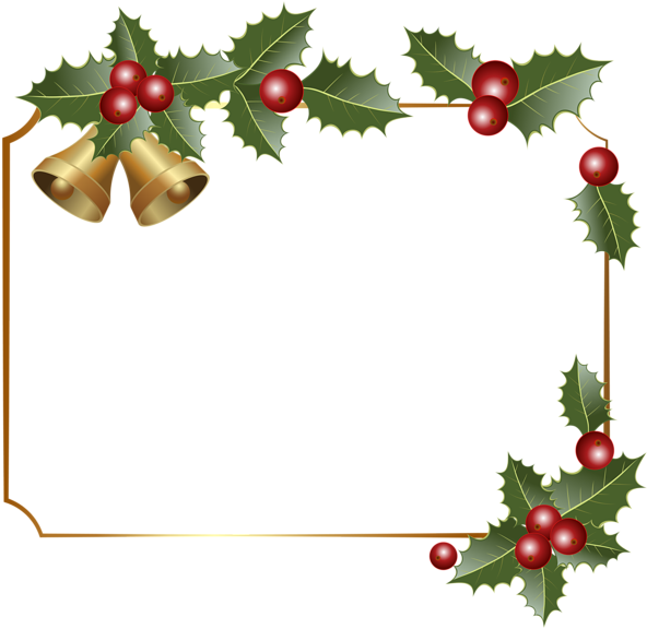 Christmas Hollyand Bells Border PNG