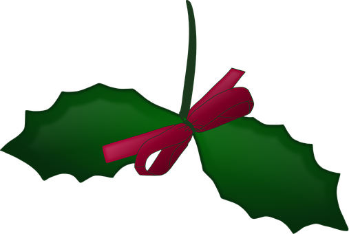 Christmas Hollywith Red Bow PNG