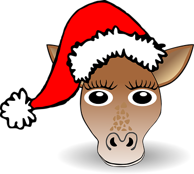 Christmas Horse Cartoon Santa Hat PNG