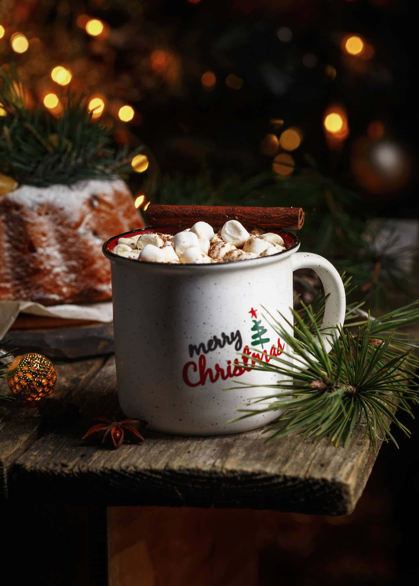 Christmas Hot Cocoa Mug Aesthetic Wallpaper