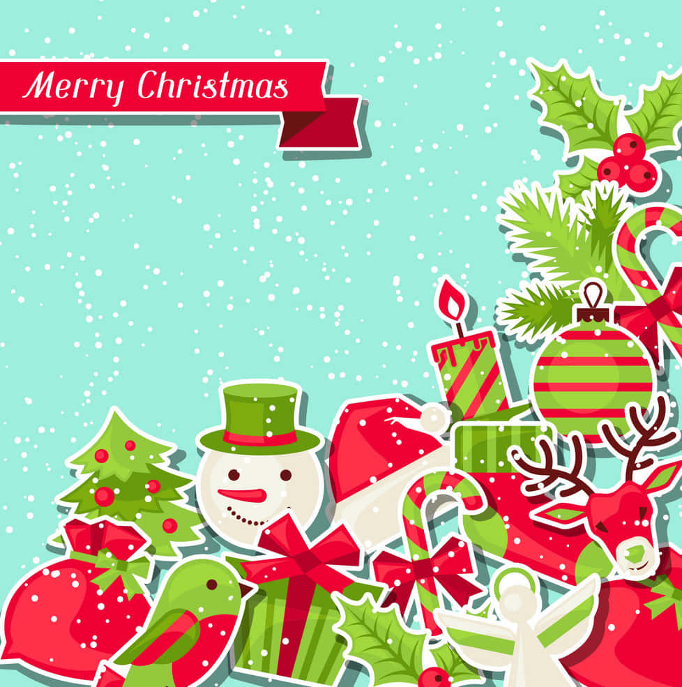 Christmas Background With Snowflakes And Decorations