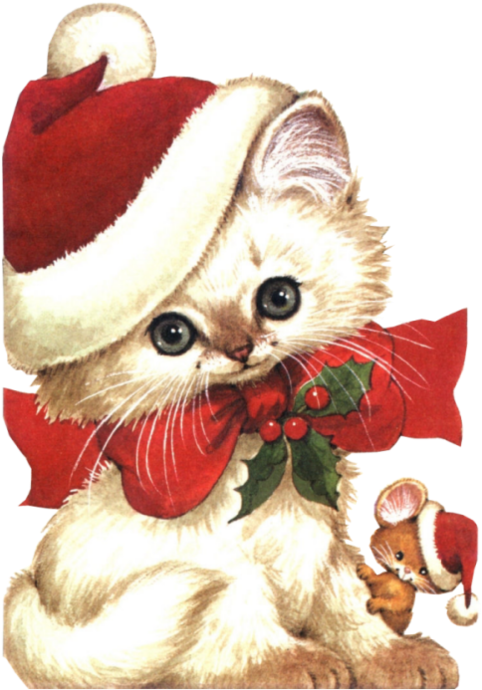 Christmas Kittenand Mouse Friends PNG