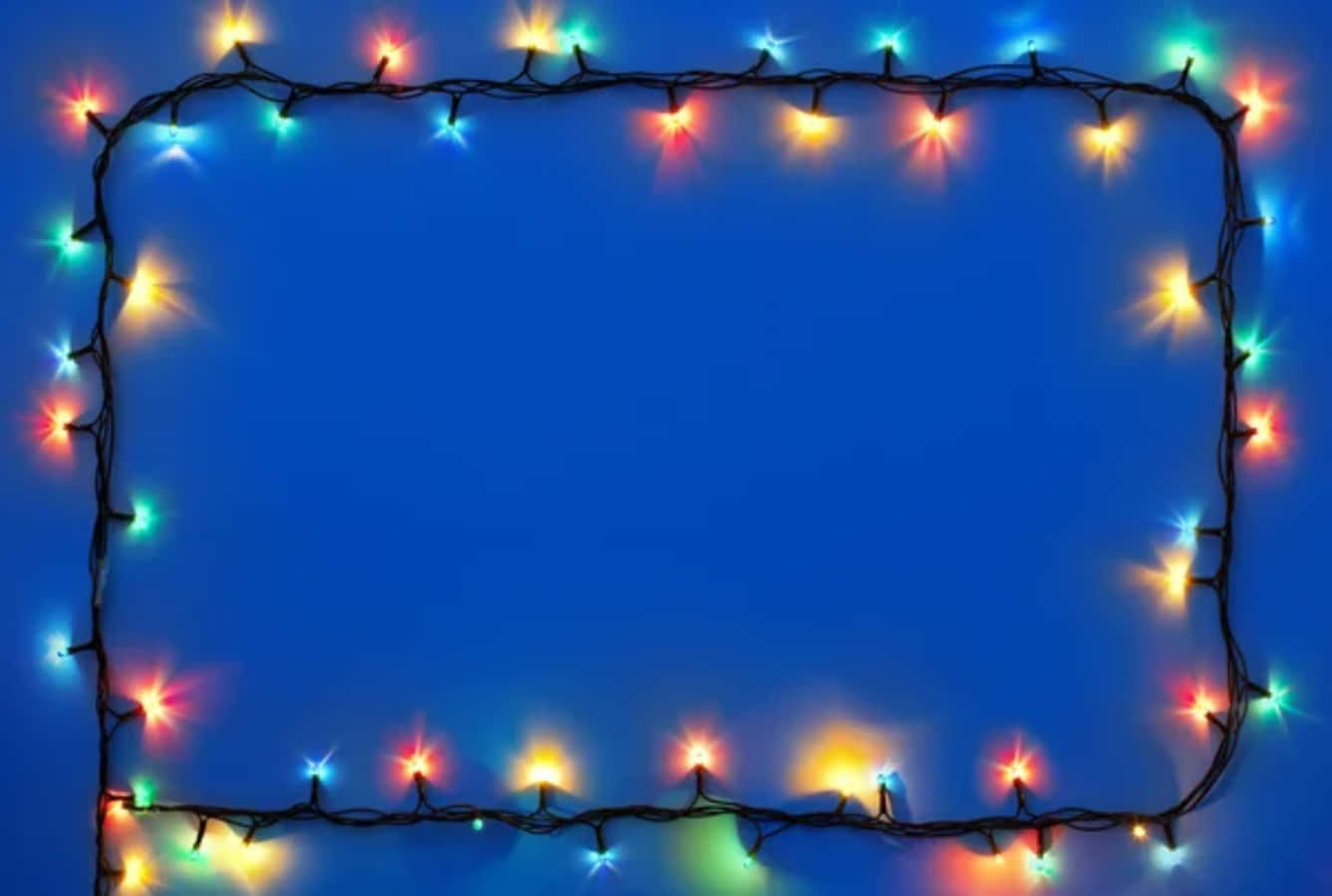 Christmas Light Border On Blue Background Picture