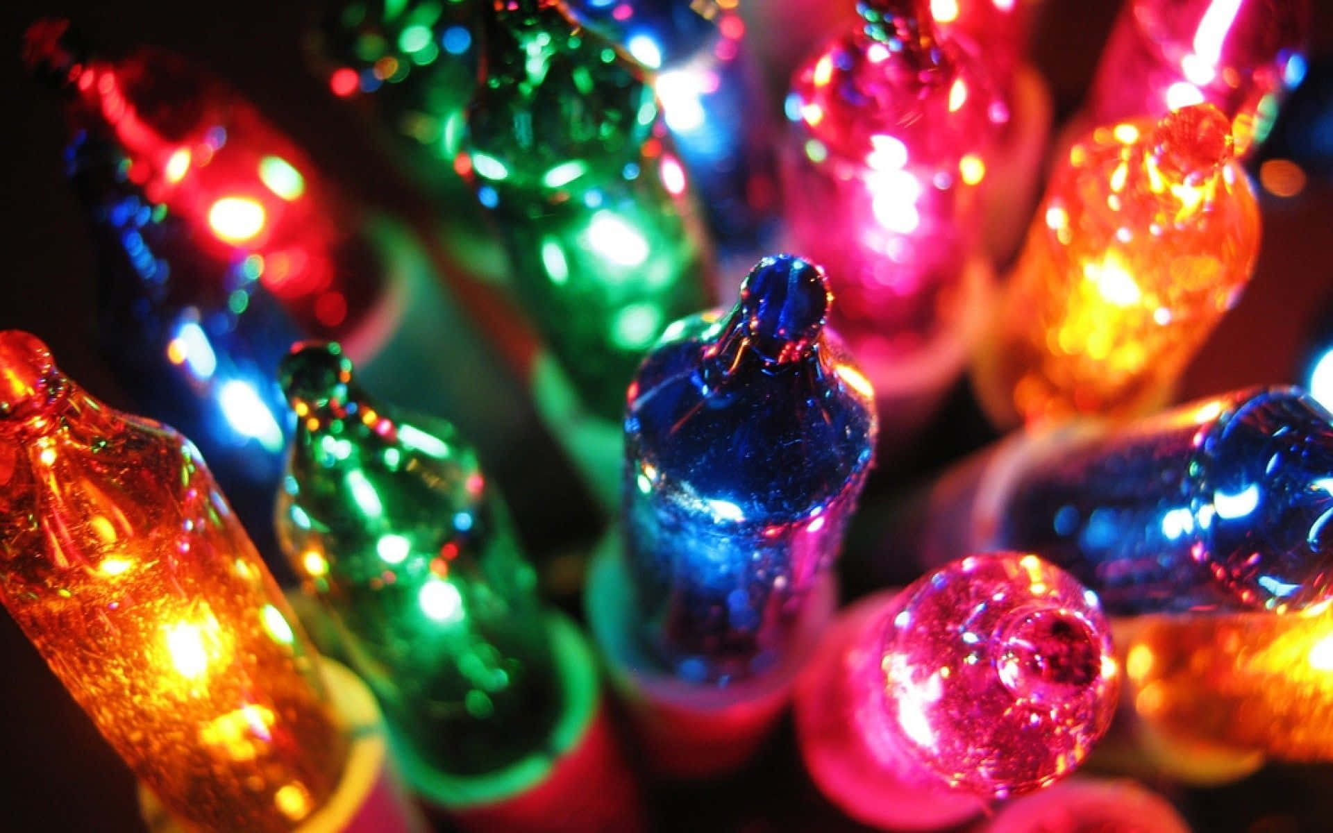 Julelysen Nærbillede Af Mange Farverige Lys