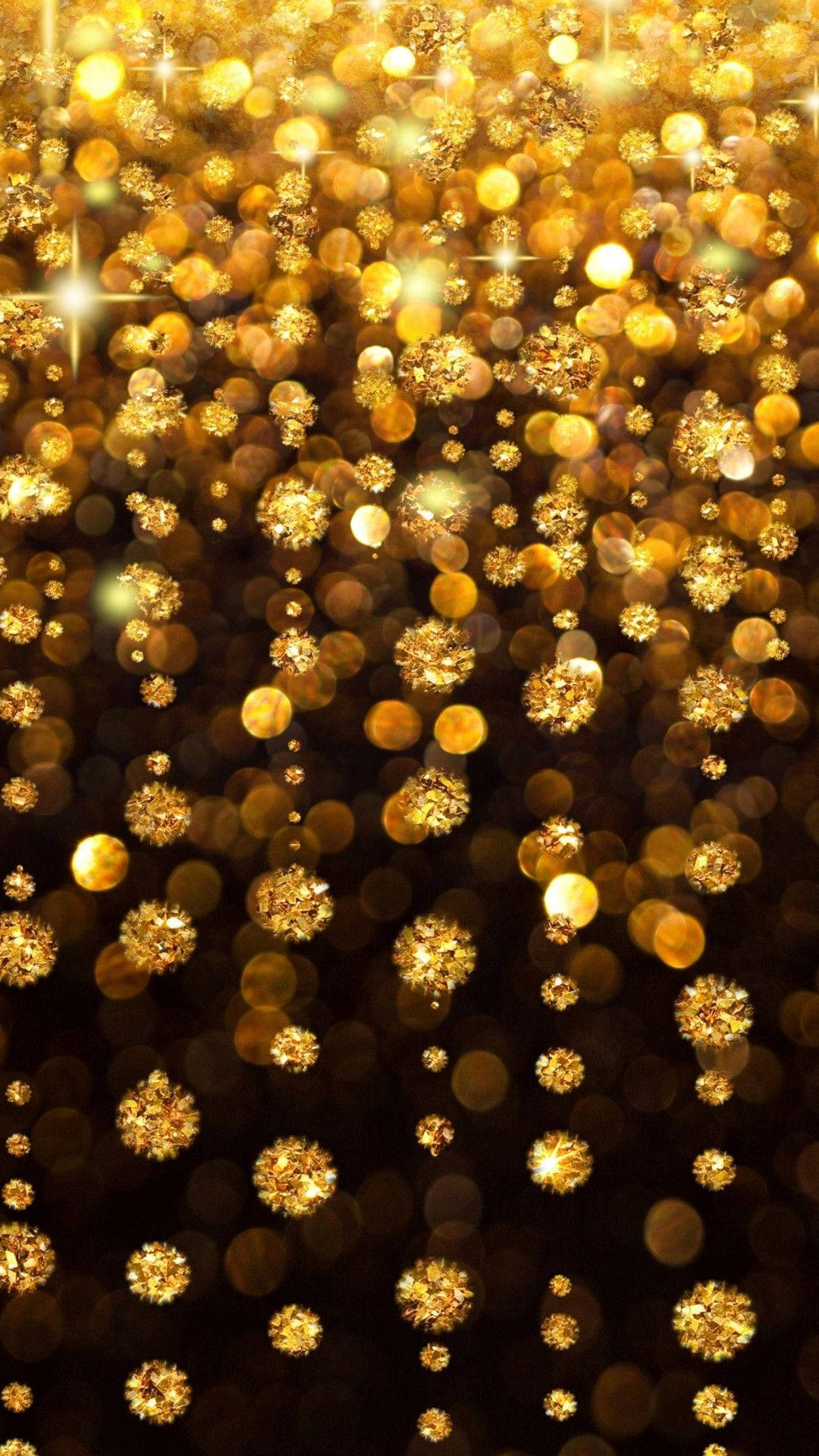 Golden Glitter Background With Stars Wallpaper