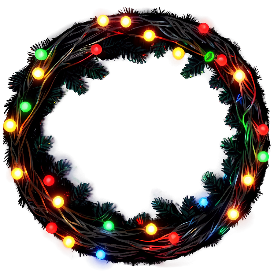 Christmas Lights Wreath Png 05032024 PNG