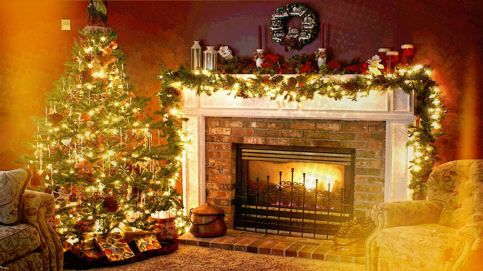 Download Cozy and Festive Christmas Living Room | Wallpapers.com