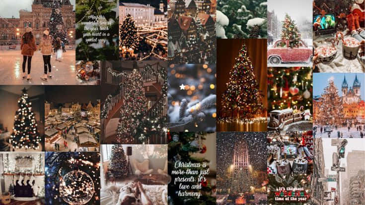 Collage Christmas Mac Aesthetic Wallpaper