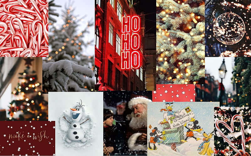 Red Collage Christmas Mac Aesthetic Wallpaper