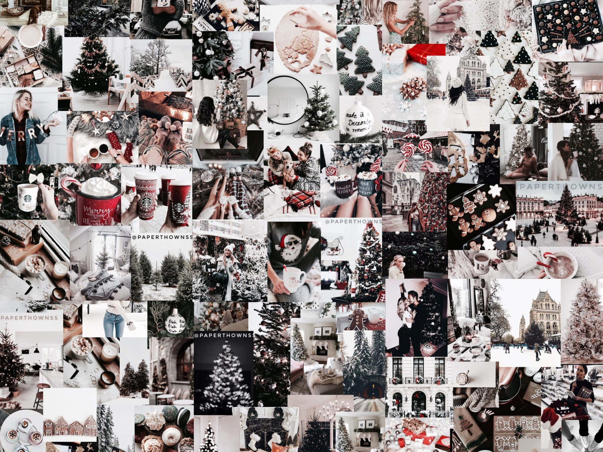 White Christmas Mac Aesthetic Collage Wallpaper