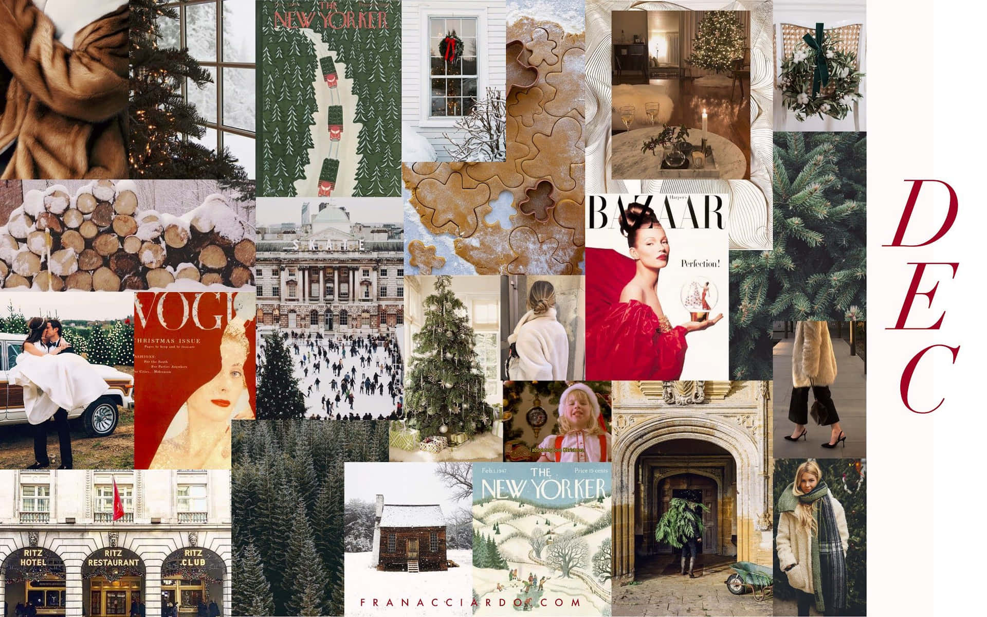 December Fashion Collage Christmas Mac Aesthetic Wallpaper