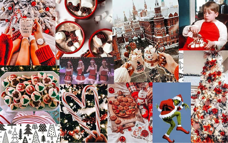 Happy Holiday Collage For Christmas Mac Aesthetic Wallpaper