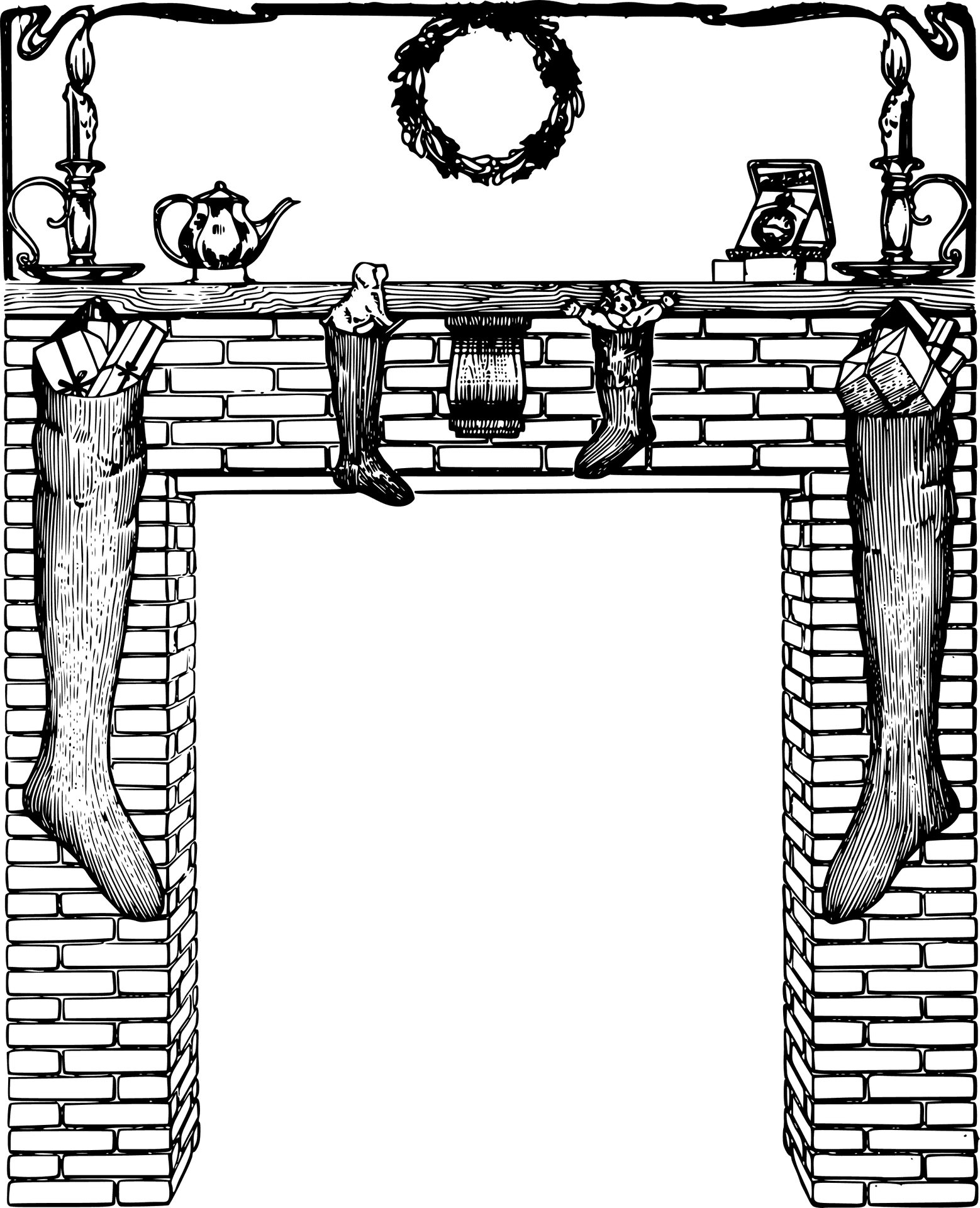 Christmas Mantelpiece Decoration Sketch PNG