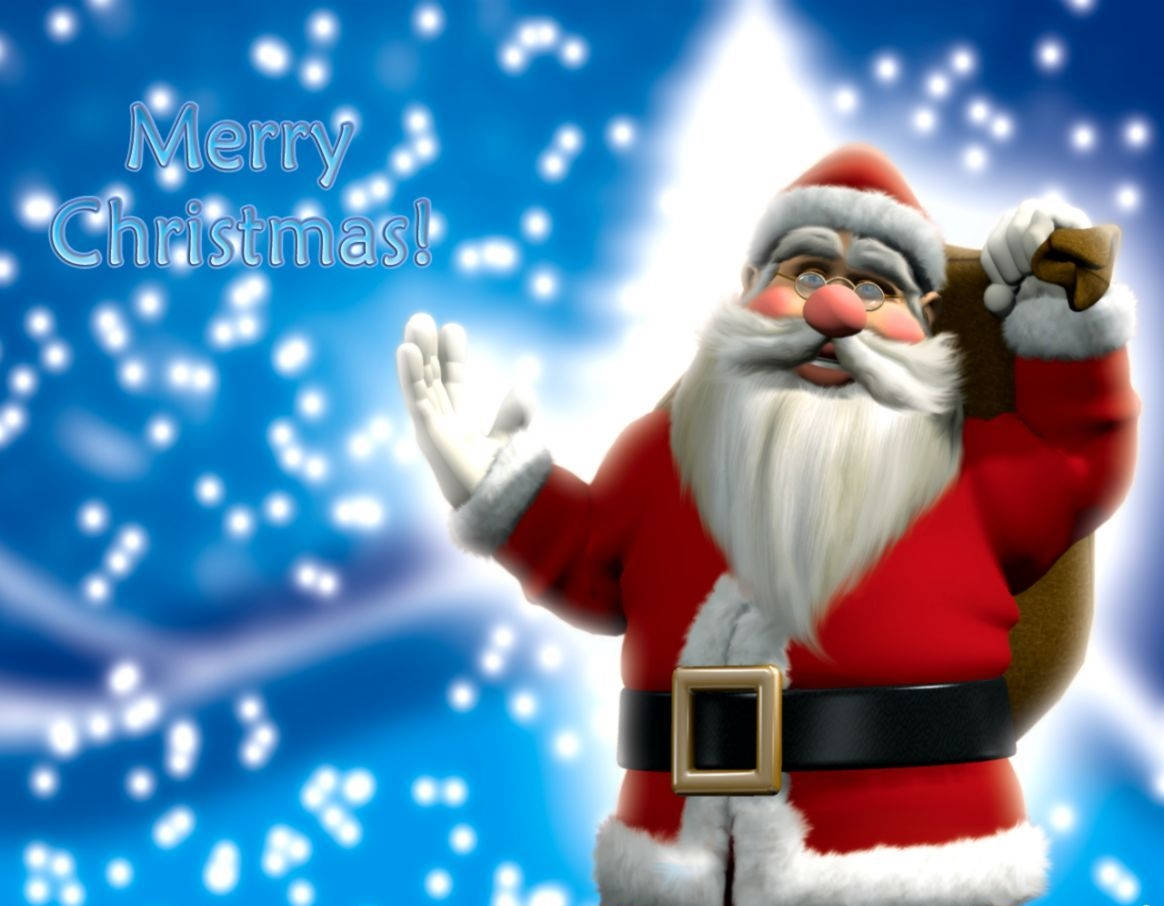 Santa Claus With A Bag Of Gifts Wallpaper