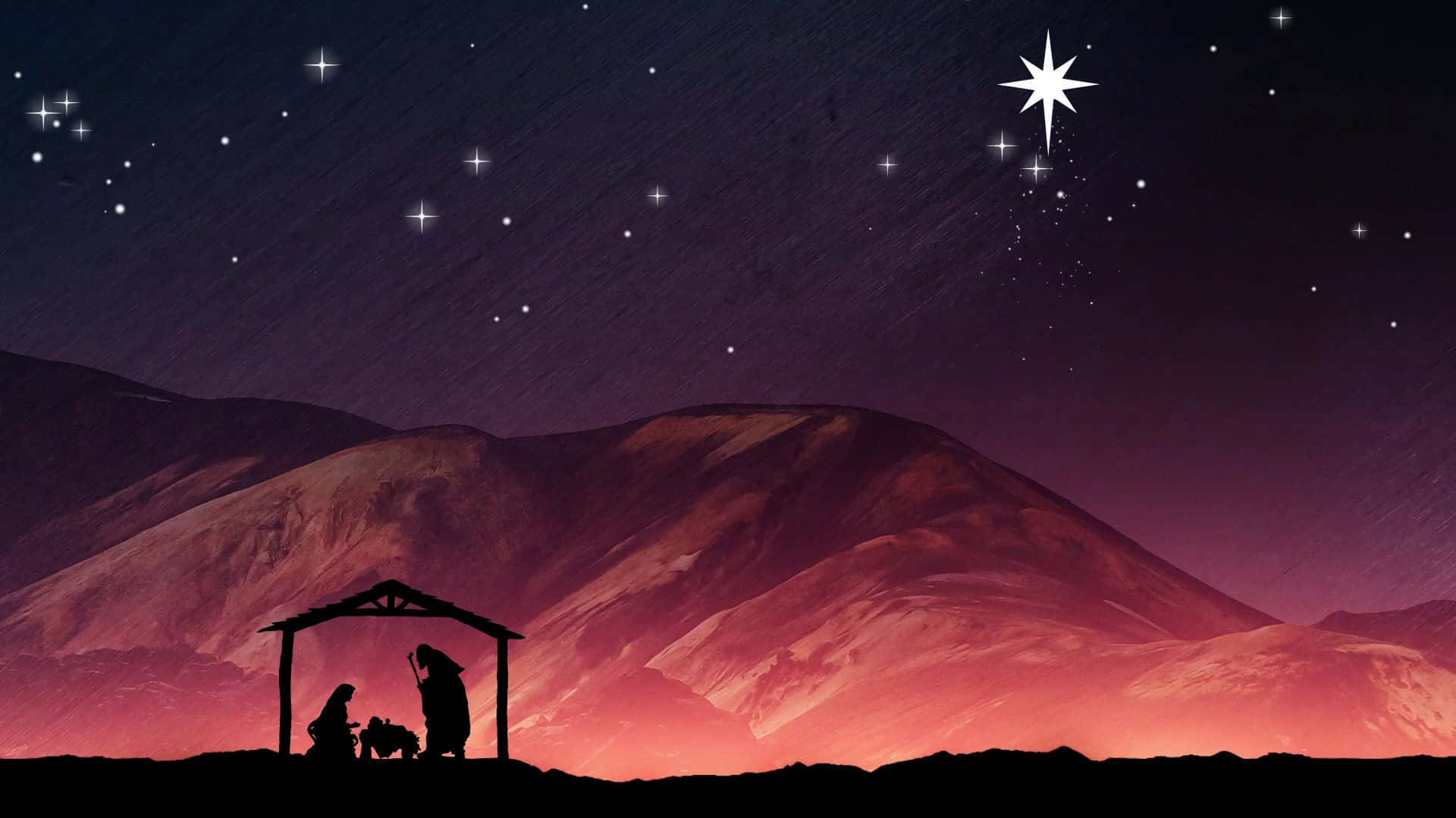 Christmas Nativity Starry Night Wallpaper