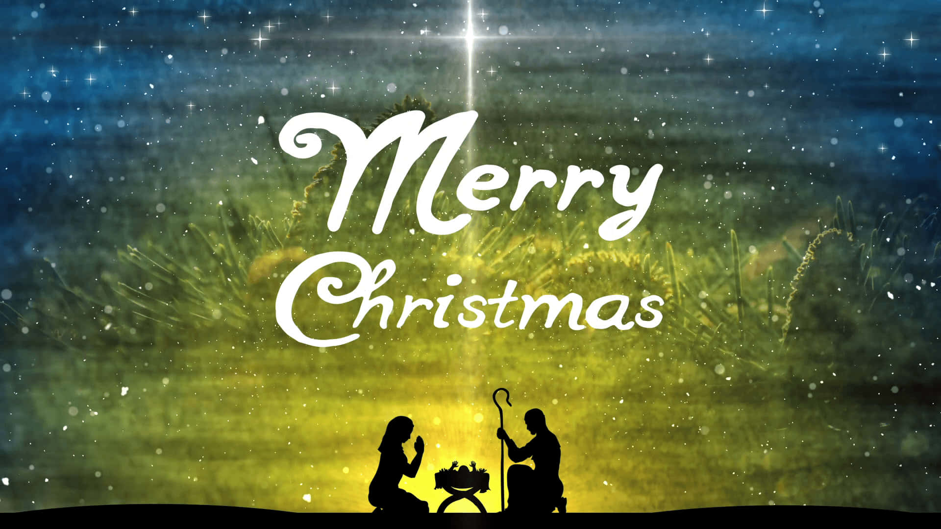 Christmas Nativity Merry Greeting Wallpaper