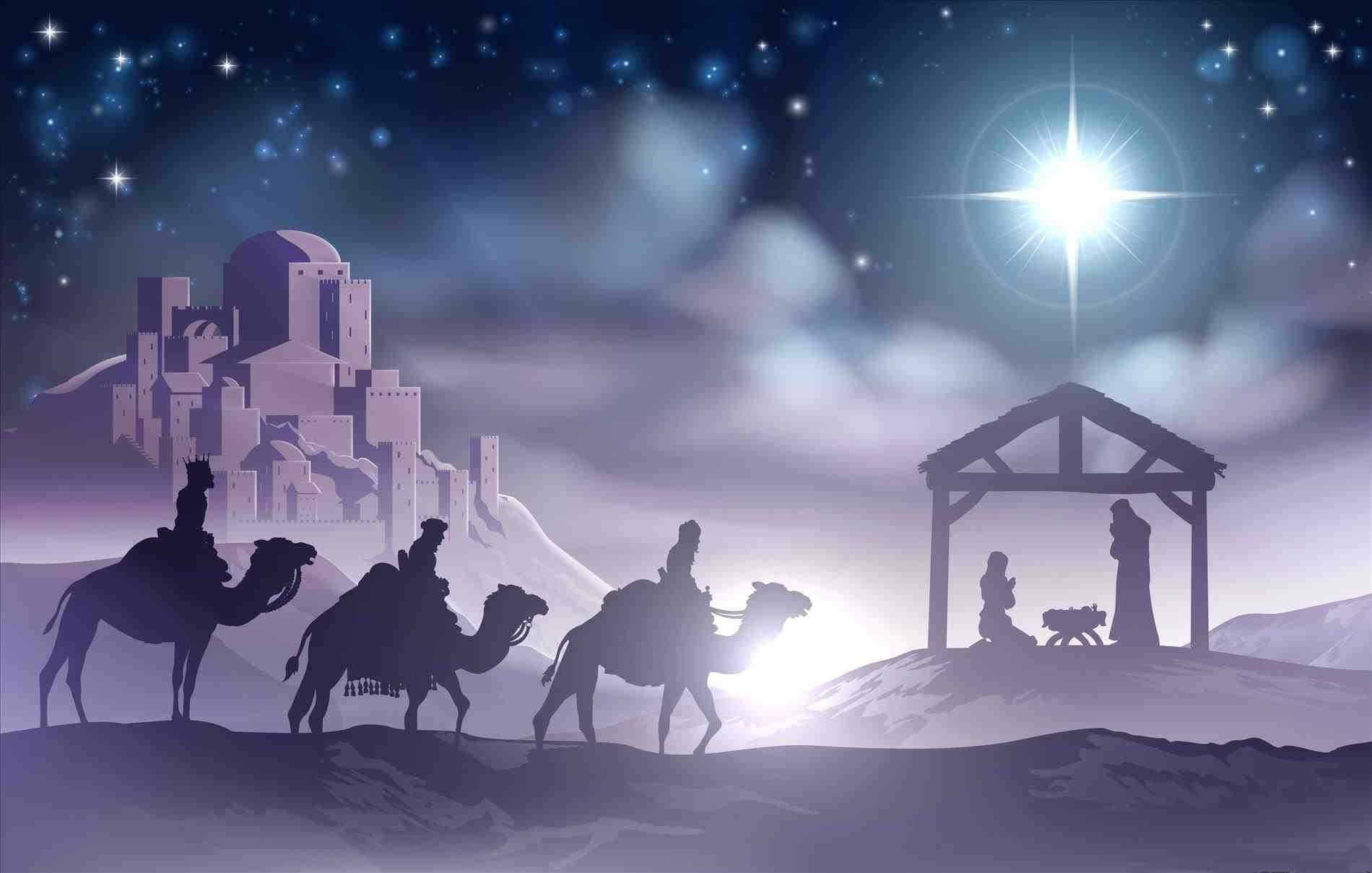 Christmas Nativity Purple Aesthetic Wallpaper