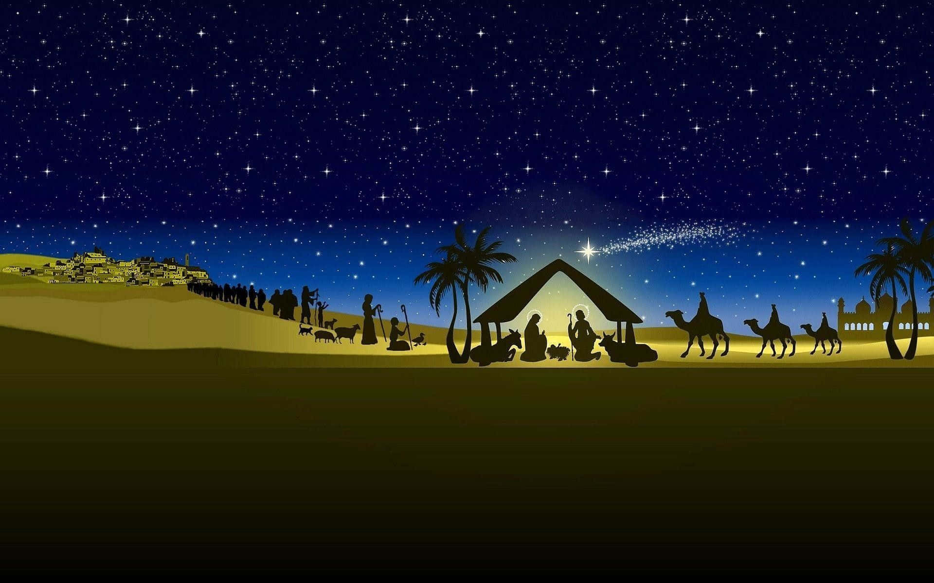 Christmas Nativity Shooting Star Wallpaper