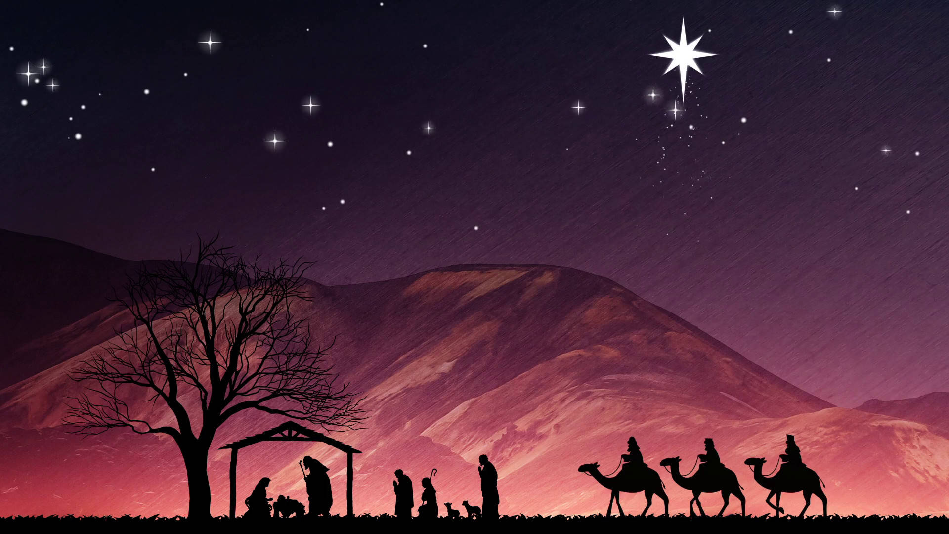Christmas Nativity Scene Silhouette Wallpaper