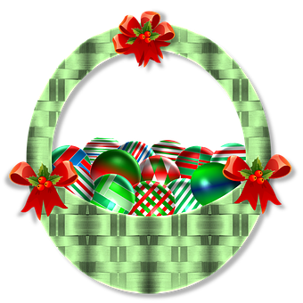 Christmas Ornament Basket Graphic PNG
