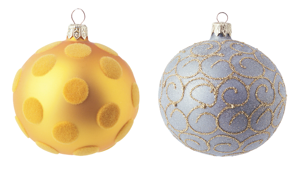 Christmas Ornament Duo Goldand Blue PNG