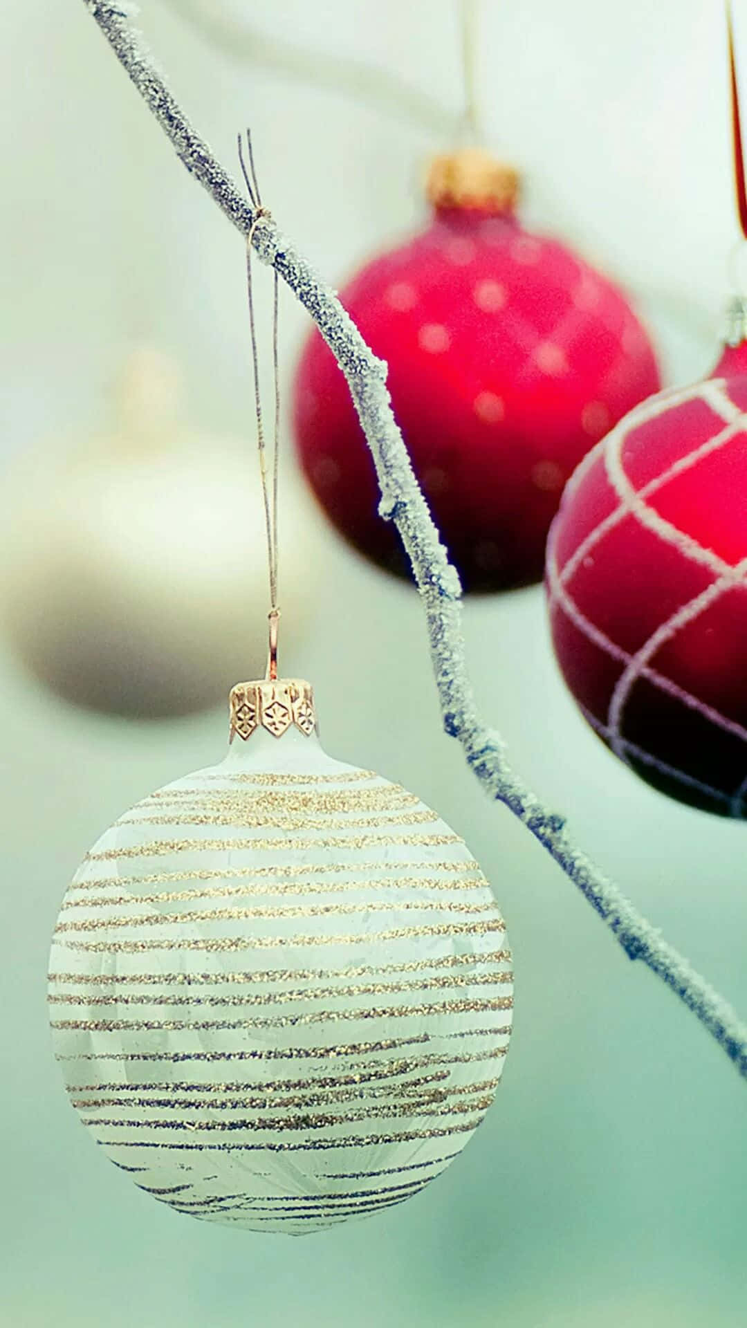 Gold and Silver Christmas Ornaments Wallpaper