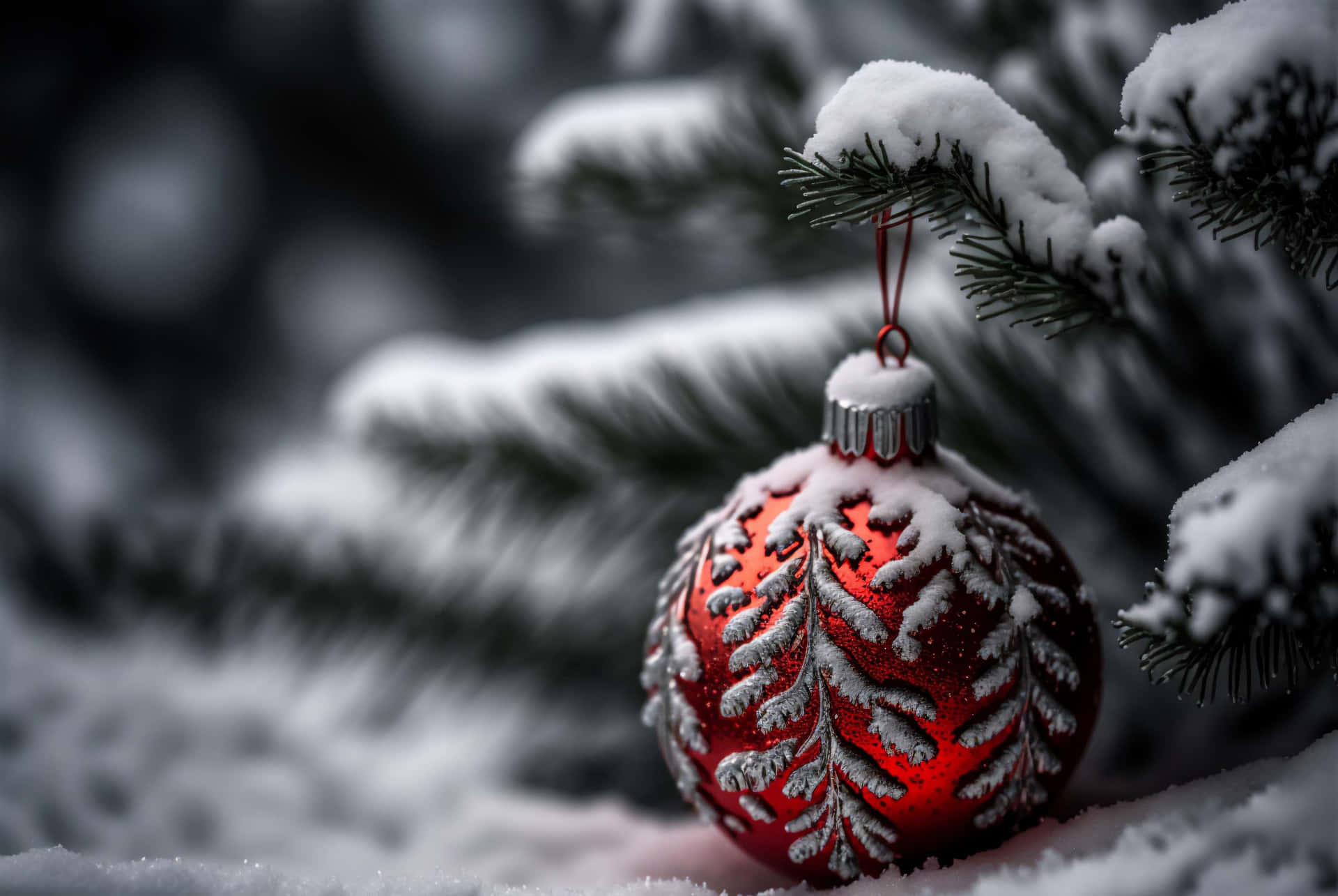 Christmas Ornament In Snow Wallpaper
