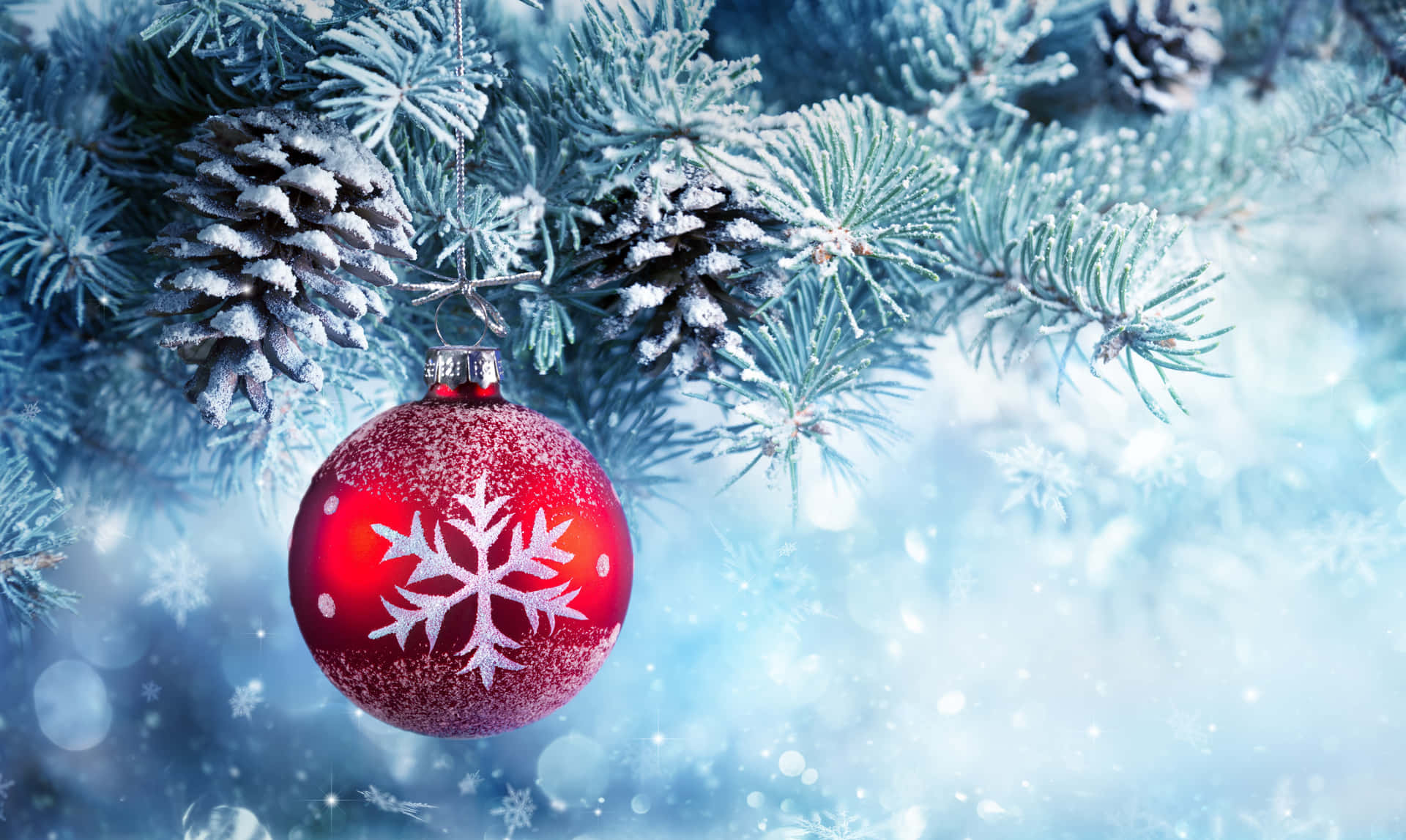 Brightly colored Christmas ornaments to celebrate the festive season Wallpaper