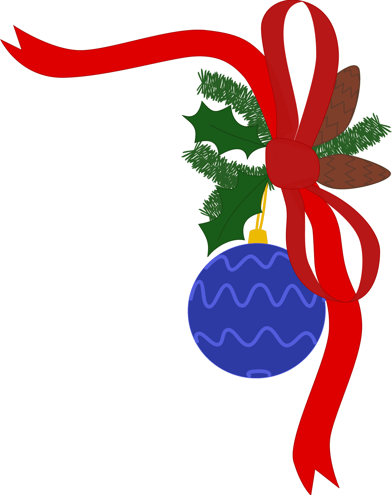 Christmas Ornamentand Holly Graphic PNG