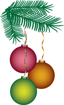 Christmas Ornaments Hanging Black Background PNG