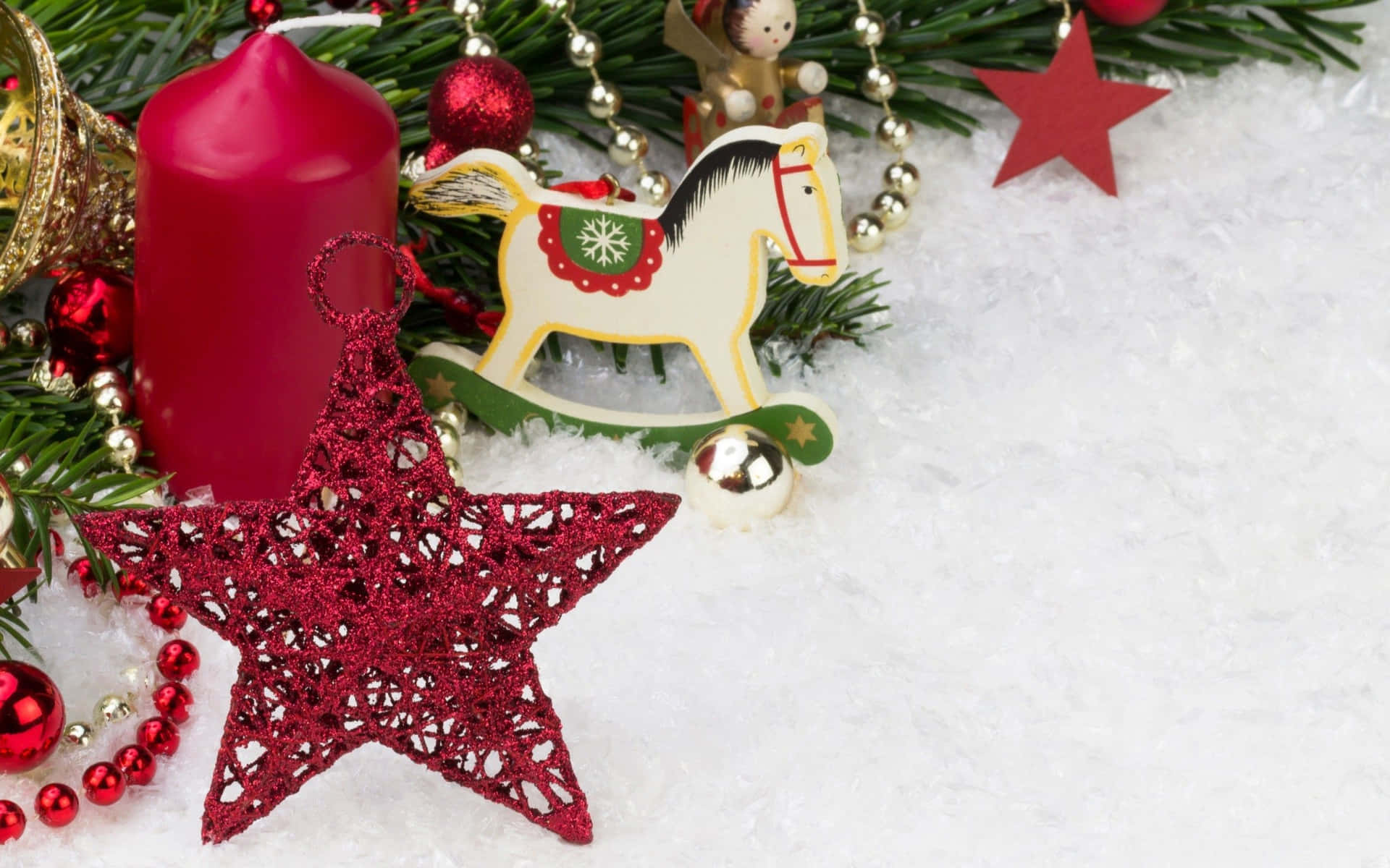 Weihnachtsbildmit Pferdeornamenten