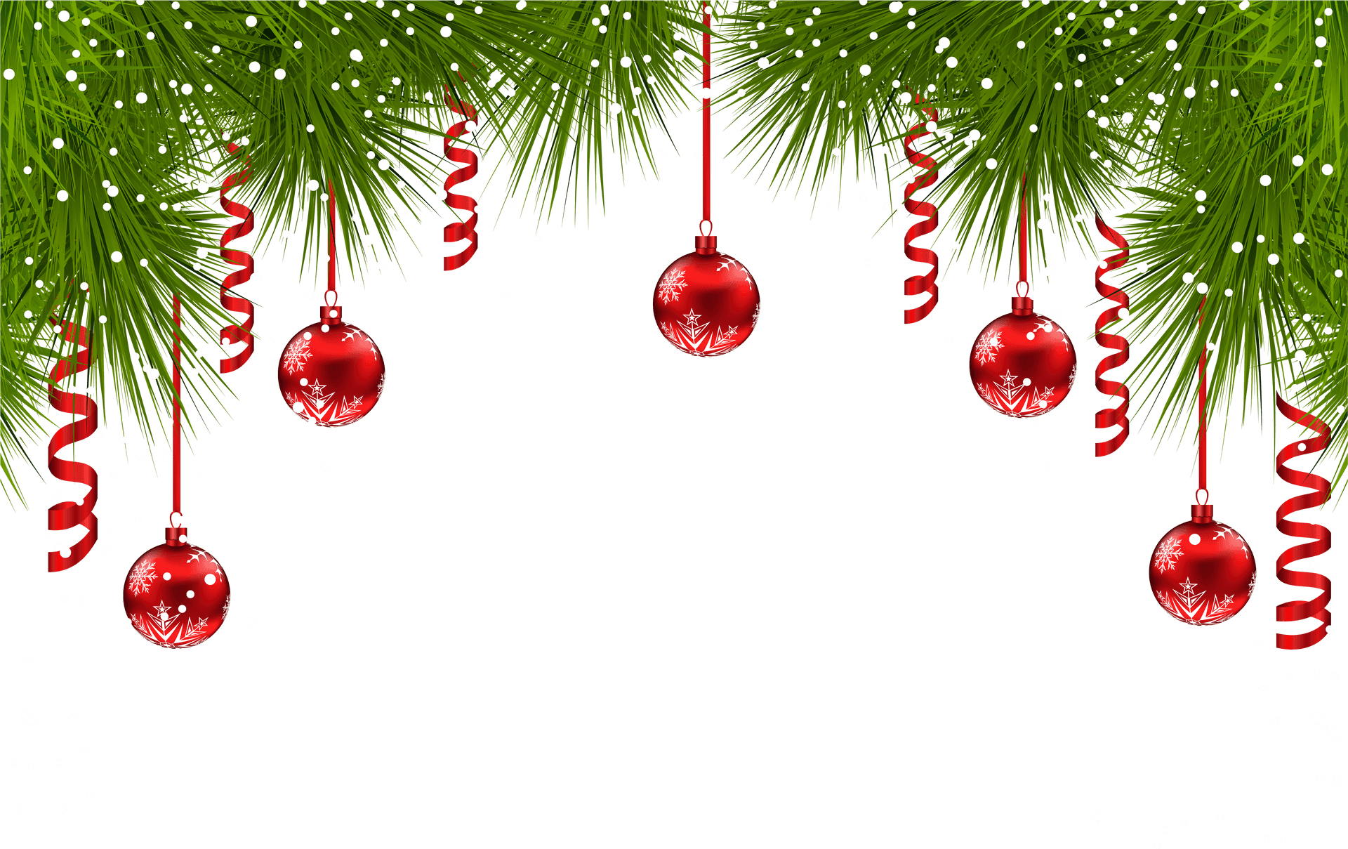 Christmas Ornamentsand Pine Garland PNG