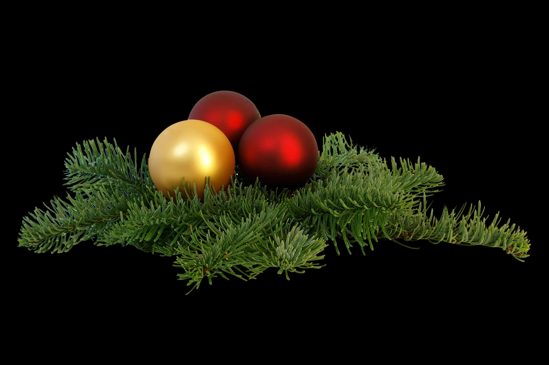 Christmas Ornamentson Pine Branch.jpg PNG