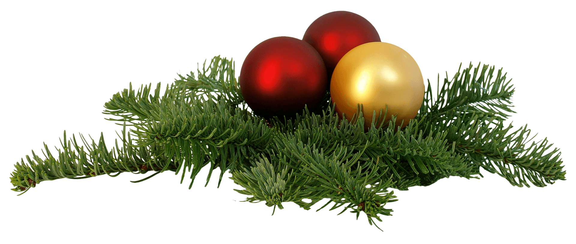 Christmas Ornamentson Pine Branch PNG
