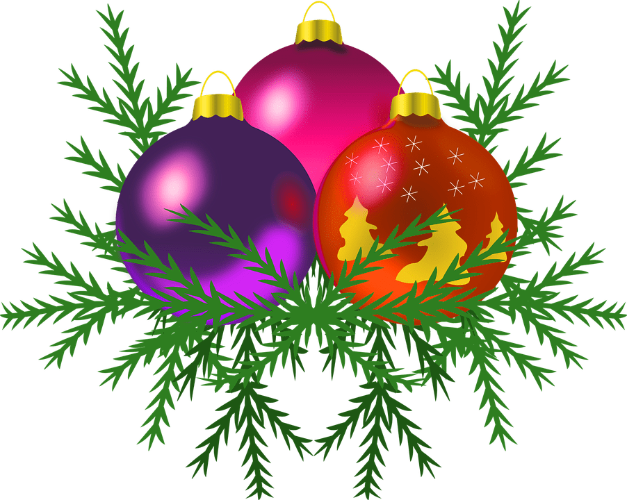 Christmas Ornamentson Pine Branches.png PNG