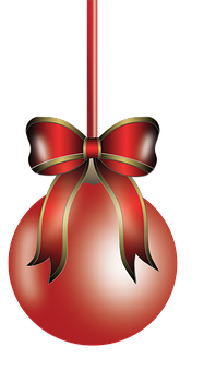 Christmas Ornamentwith Red Bow PNG