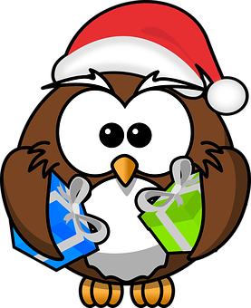 Christmas Owlwith Gifts PNG
