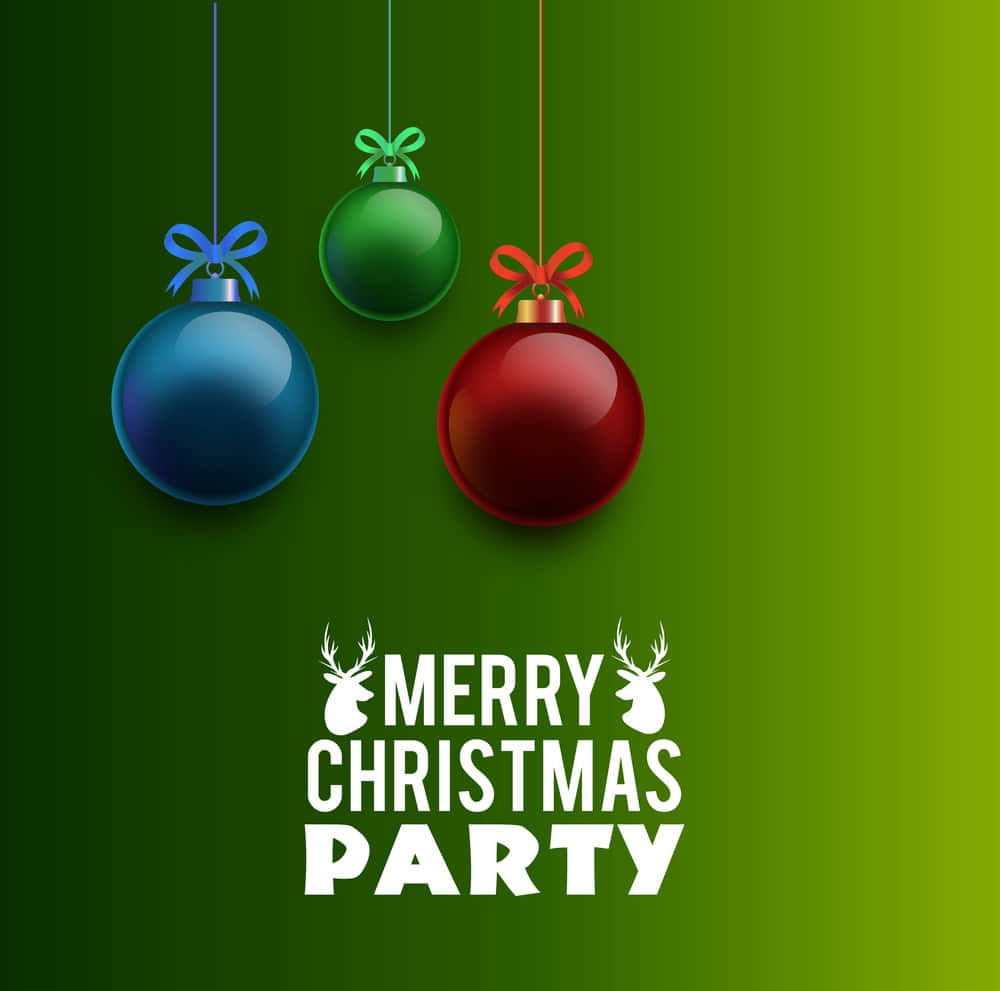 Christmas Party Background With Christmas Balls And Deer