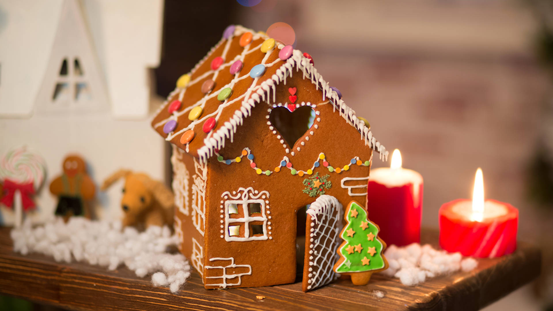 Christmas Pastry Gingerbread House Wallpaper