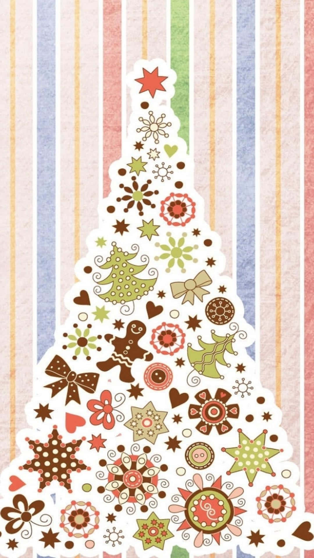 Aesthetic Christmas Tree With Stars Pattern Wallpaper