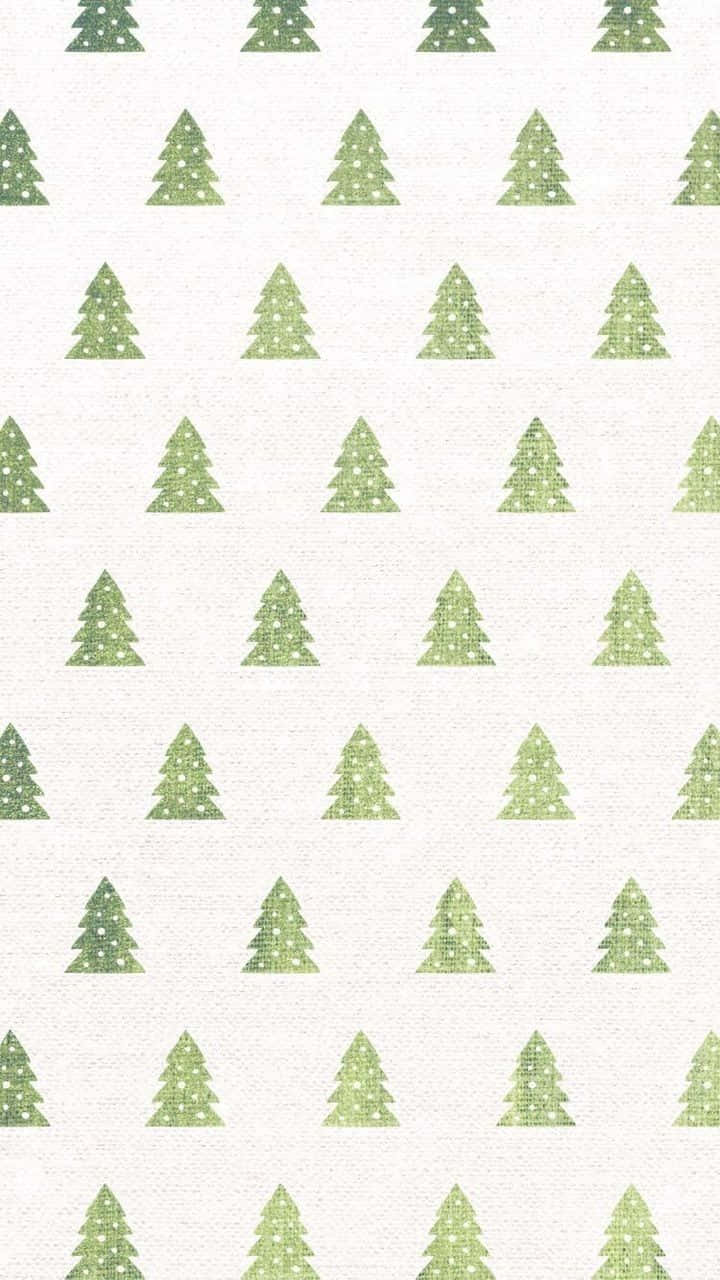Green Christmas Tree Pattern Wallpaper