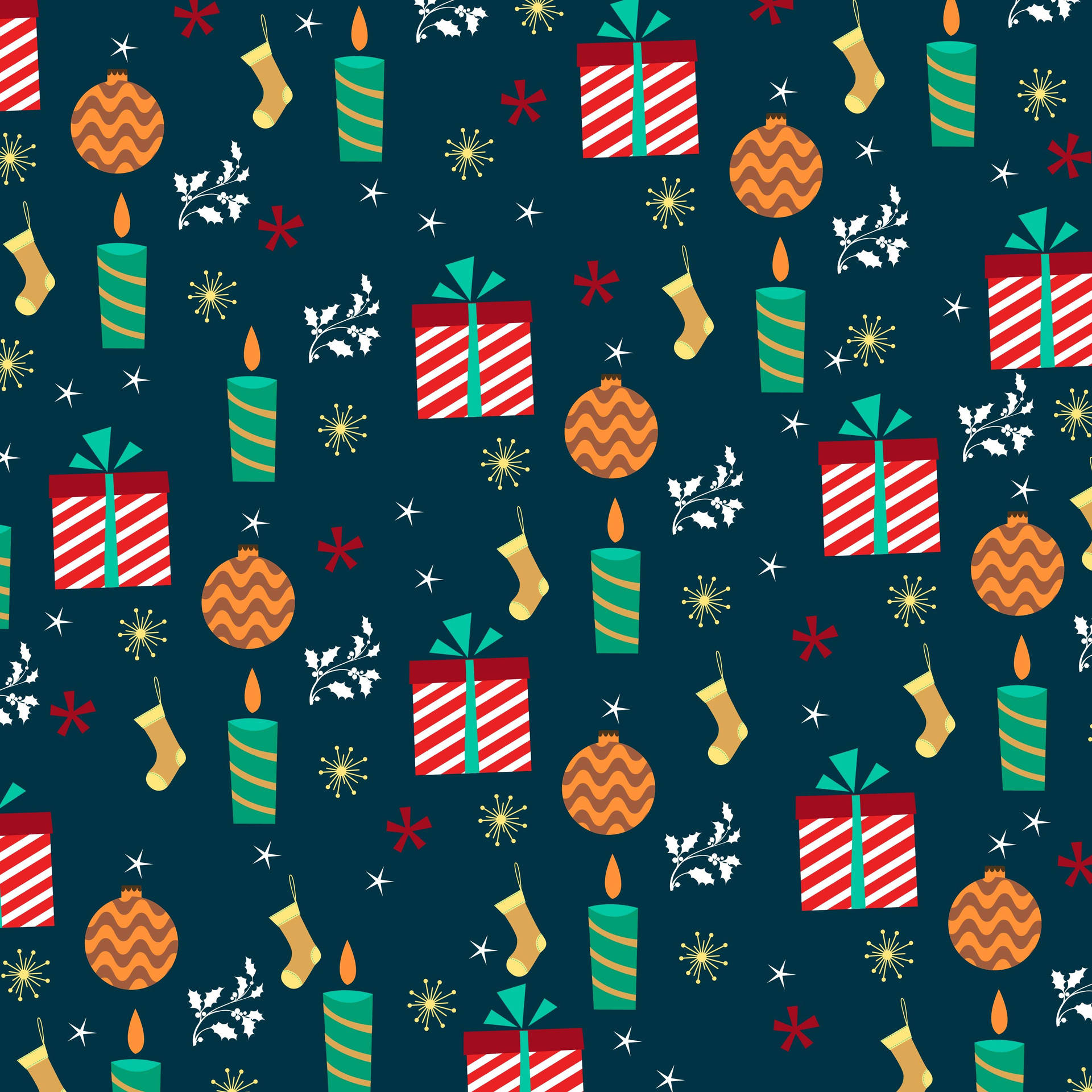 Colorful Christmas Pattern Wallpaper