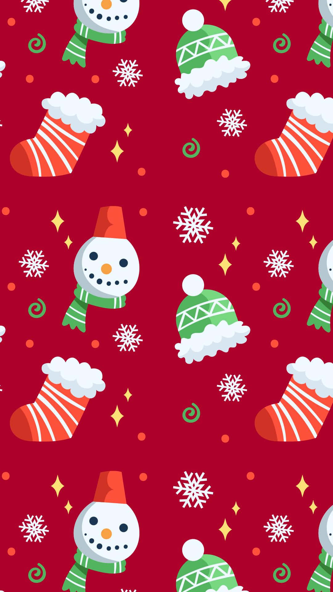 Cool Red Christmas Pattern Wallpaper