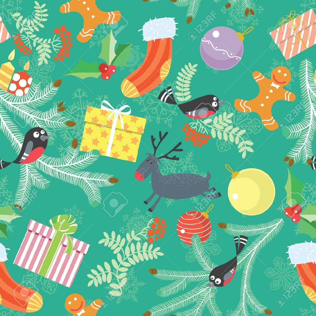 Beautiful and festive Christmas pattern. Wallpaper